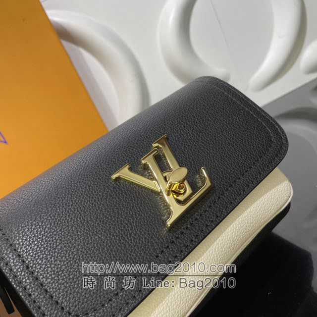 Louis Vuitton新款女包 M58557 路易威登Lockme Tender手袋 LV黑色粒面小牛皮单肩斜挎女包  ydh4206